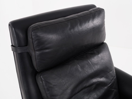 Image 1 of Black Leather Armchair, Danish Design, 1970S, Production: Denmark