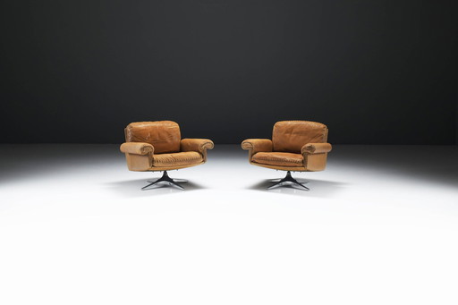 De Sede Ds 31 Lounge Chairs In Cognac