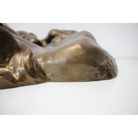 Image 1 of Vintage brass and ceramic wall sculpture by Bohumil Kokrda, Czechoslovakia 1968