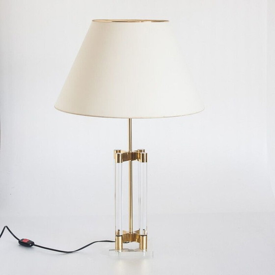 Image 1 of Lampada da tavolo vintage in metacrilato e metallo dorato, Spagna 1980