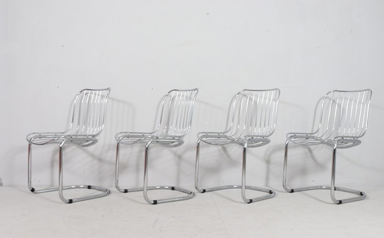 Image 1 of 4 cantilever chairs with armrests, Italy, 1970s