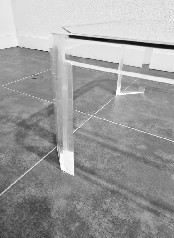 Image 1 of David Lange Lucite and glass coffee table