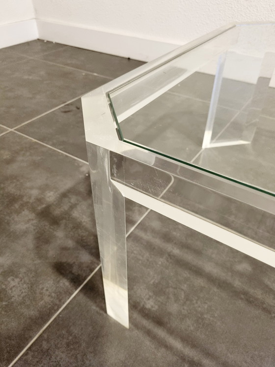 Image 1 of David Lange Lucite and glass coffee table