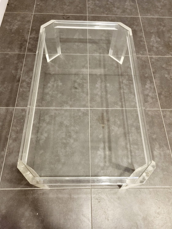 Image 1 of David Lange Lucite and glass coffee table