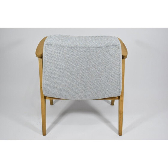 Image 1 of Vintage Classic polish vintage armchair, J. Chierowski, blue oak 1960s