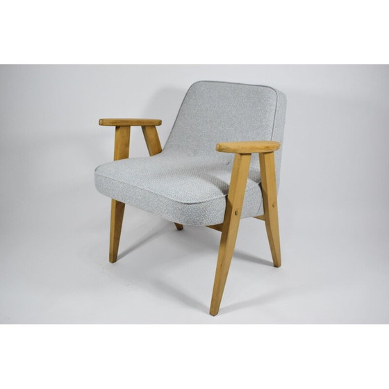 Image 1 of Vintage Classic polish vintage armchair, J. Chierowski, blue oak 1960s