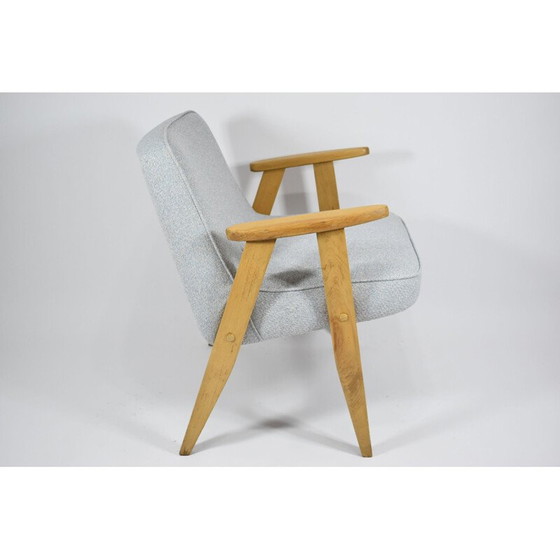 Image 1 of Vintage Classic polish vintage armchair, J. Chierowski, blue oak 1960s