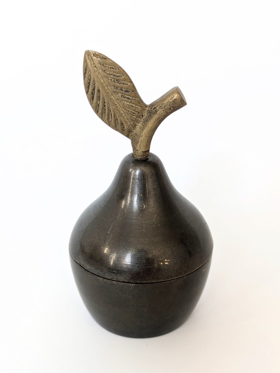 Image 1 of Pear Lidded Box | Brass And Pewter | 1960'S