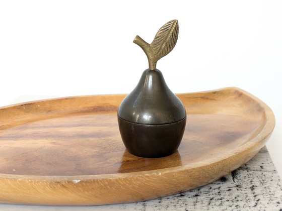 Image 1 of Pear Lidded Box | Brass And Pewter | 1960'S