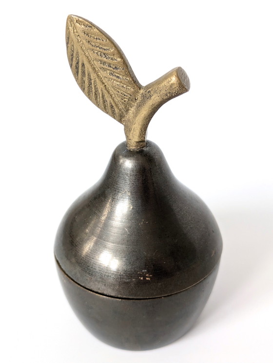 Image 1 of Pear Lidded Box | Brass And Pewter | 1960'S