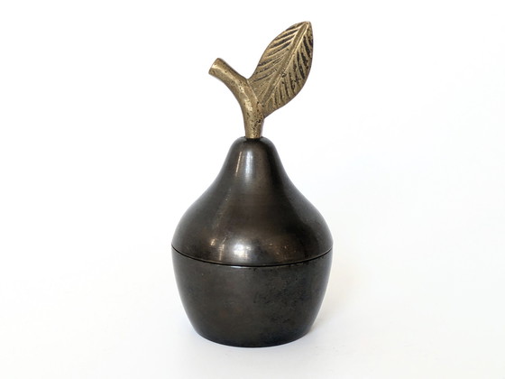 Image 1 of Pear Lidded Box | Brass And Pewter | 1960'S