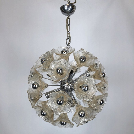 Vintage pendant  glass sputnik 35 flowers by Veninisputnik 1970s