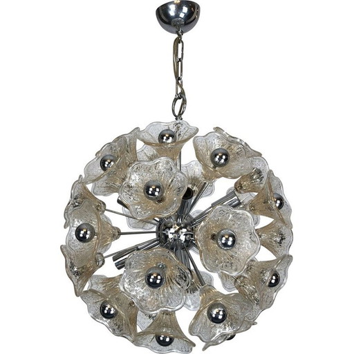 Vintage pendant  glass sputnik 35 flowers by Veninisputnik 1970s