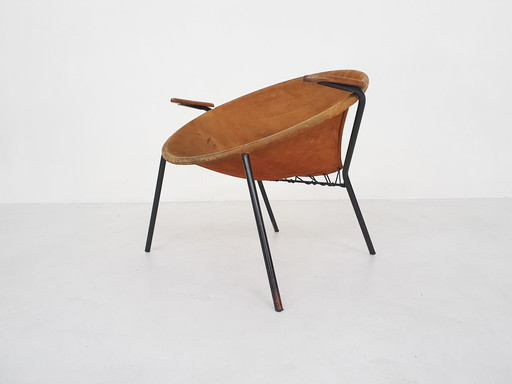 Hans Olsen suede 'Balloon' chair for Lea design, Denmark 1950's