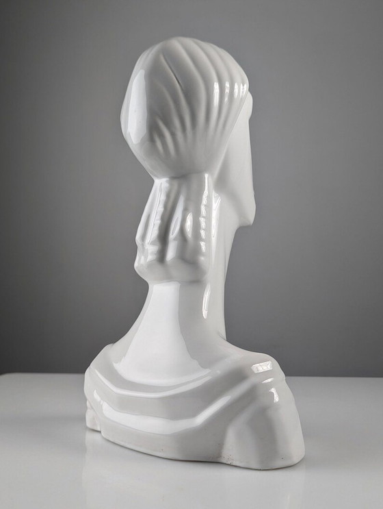 Image 1 of Ceramic Bust Sculpture Of A Woman In Art Deco Style