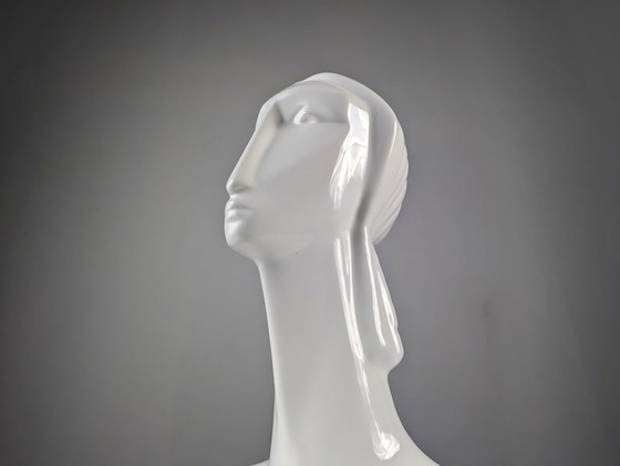 Image 1 of Ceramic Bust Sculpture Of A Woman In Art Deco Style