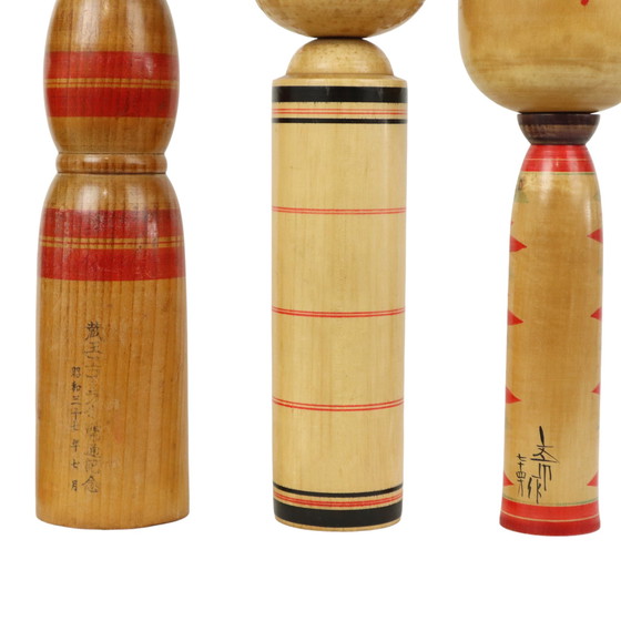 Image 1 of Lot of 5 Large Kokeshi Dolls Naruko