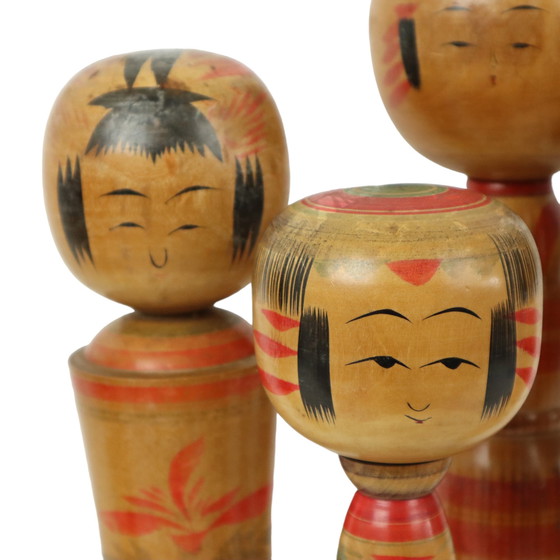 Image 1 of Lot of 5 Large Kokeshi Dolls Naruko