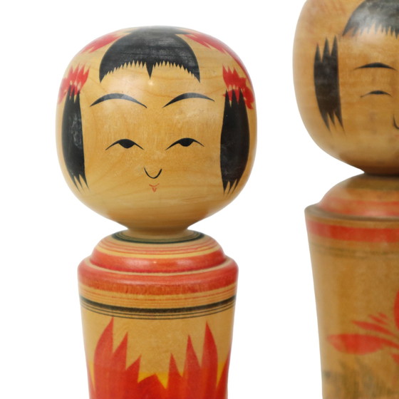 Image 1 of Lot of 5 Large Kokeshi Dolls Naruko