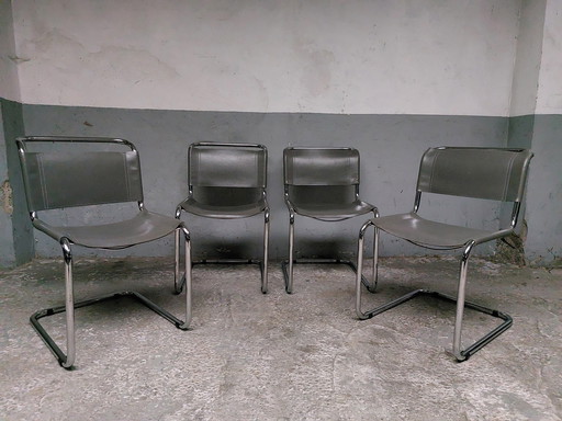 4x chaises luge tubulaires vintage