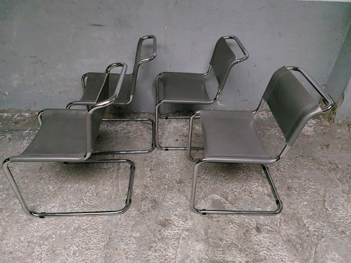 4x chaises luge tubulaires vintage
