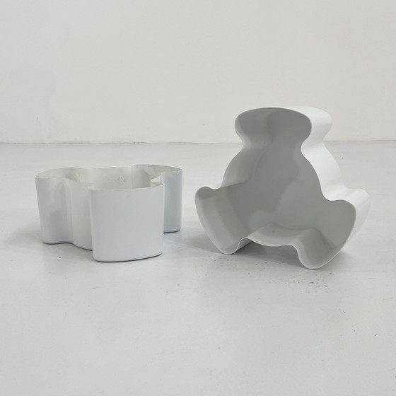 Image 1 of Pair Of White Single Puzzle Planters From Visart, 1970S