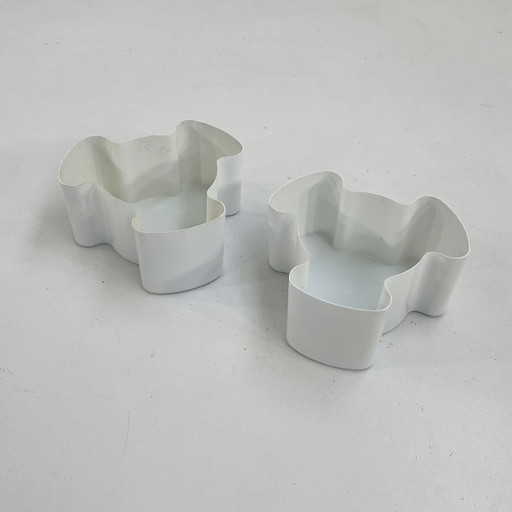 Pair Of White Single Puzzle Planters From Visart, 1970S