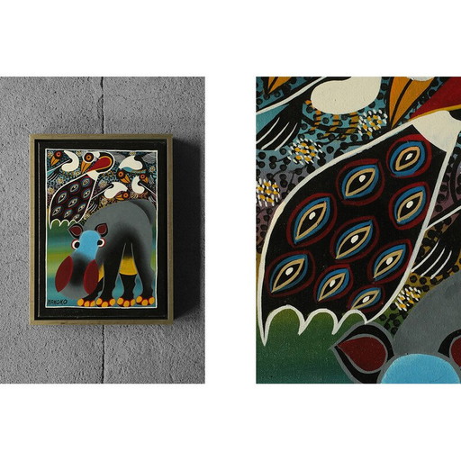 Pintura vintage de Saidi Nakoko, Tanzania 1970