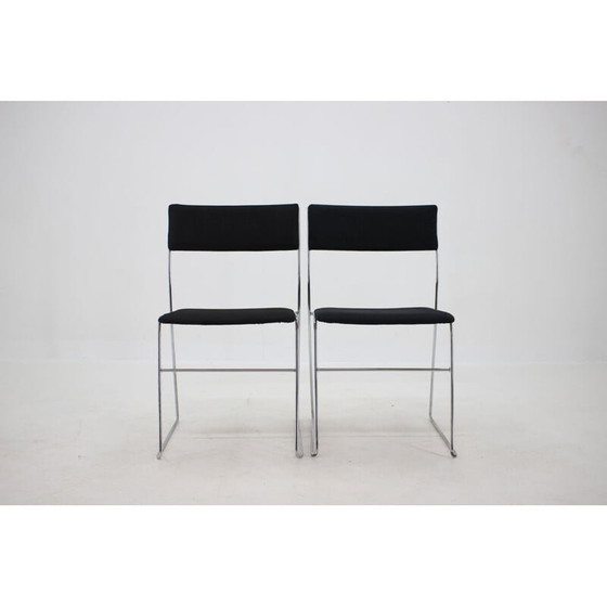 Image 1 of Set of 4 vintage Minimalist Chrome Plated Dining Chairs, Czechoslovakia 1970s