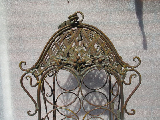 Image 1 of Cast Iron Wine Stand, Bronze Look, 6 Bottles.