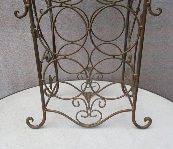 Image 1 of Cast Iron Wine Stand, Bronze Look, 6 Bottles.