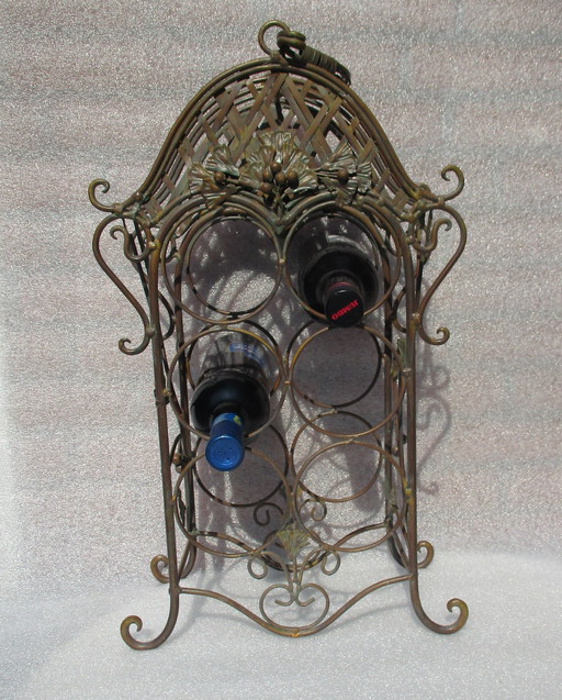 Cast Iron Wine Stand, Bronze Look, 6 Bottles.