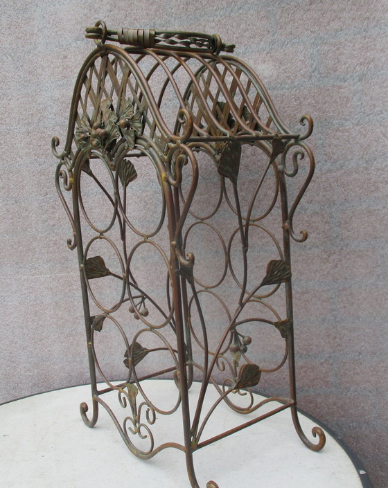 Image 1 of Cast Iron Wine Stand, Bronze Look, 6 Bottles.