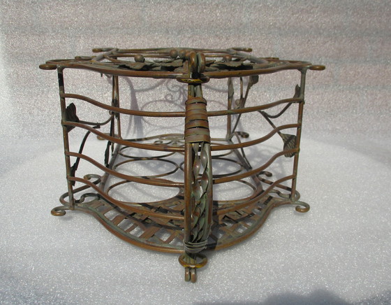 Image 1 of Cast Iron Wine Stand, Bronze Look, 6 Bottles.