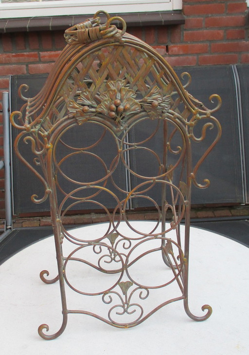 Cast Iron Wine Stand, Bronze Look, 6 Bottles.