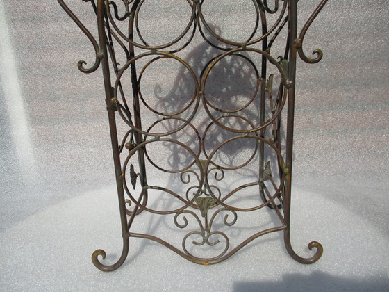 Image 1 of Cast Iron Wine Stand, Bronze Look, 6 Bottles.