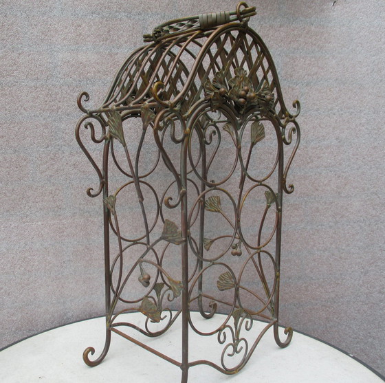 Image 1 of Cast Iron Wine Stand, Bronze Look, 6 Bottles.