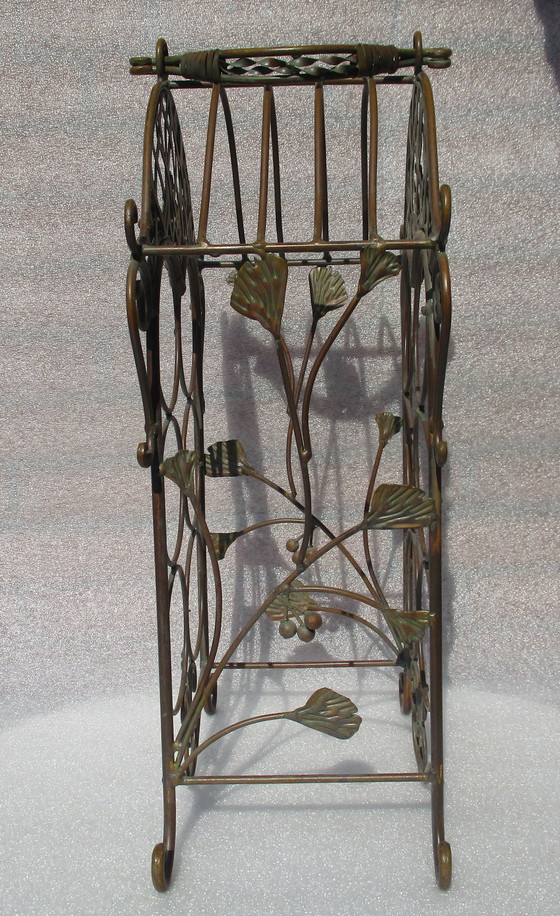 Image 1 of Cast Iron Wine Stand, Bronze Look, 6 Bottles.