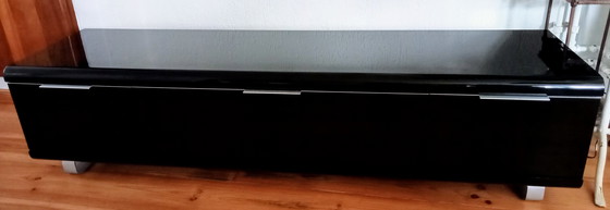 Image 1 of Hioshop Zen look black high gloss dresser with stainless steel