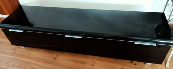 Image 1 of Hioshop Zen look black high gloss dresser with stainless steel