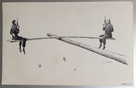 Image 1 of Jean Gourmelin - 8 X Original Absurdist/Surrealist Etchings/Ink Drawings 1960S