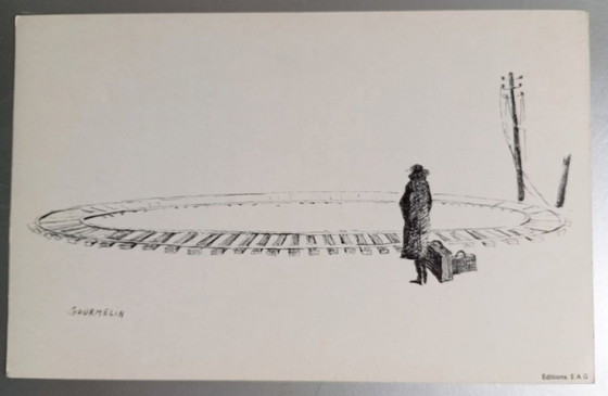 Image 1 of Jean Gourmelin - 8 X Original Absurdist/Surrealist Etchings/Ink Drawings 1960S