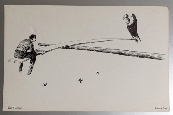 Image 1 of Jean Gourmelin - 8 X Original Absurdist/Surrealist Etchings/Ink Drawings 1960S