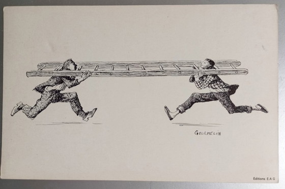 Image 1 of Jean Gourmelin - 8 X Original Absurdist/Surrealist Etchings/Ink Drawings 1960S