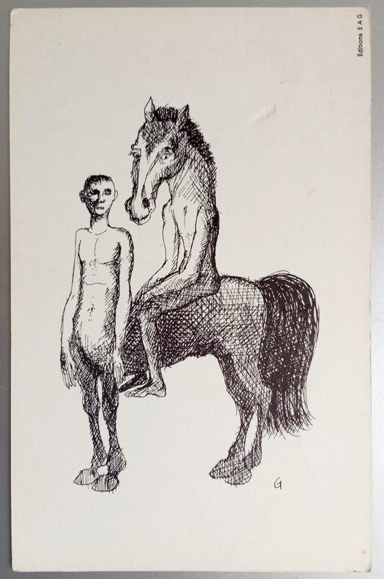 Image 1 of Jean Gourmelin - 8 X Original Absurdist/Surrealist Etchings/Ink Drawings 1960S