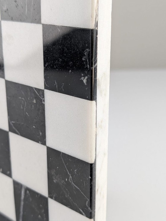 Image 1 of Pietra Dura Chess Board In Black And White Marble