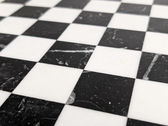 Image 1 of Pietra Dura Chess Board In Black And White Marble