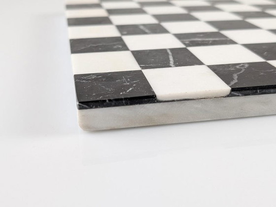 Image 1 of Pietra Dura Chess Board In Black And White Marble