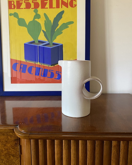 Image 1 of Organic Modern White Ceramic Vase / Jug, La Sfera Italy 1980S
