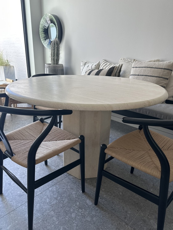 Image 1 of Travertine dining table